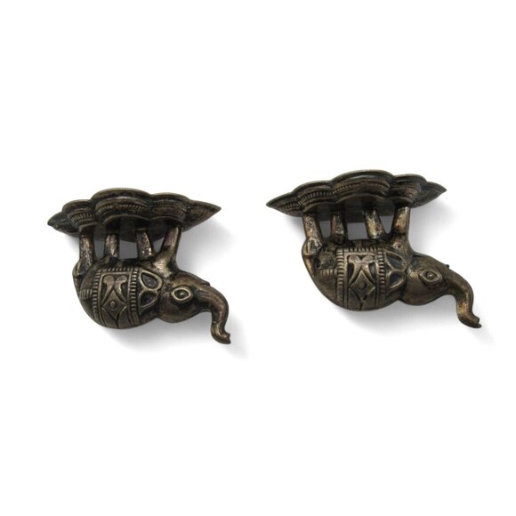 Metal ELEPHANT Figurines Small with Base Set Silver Color 2 Inches - Picture 8 of 10